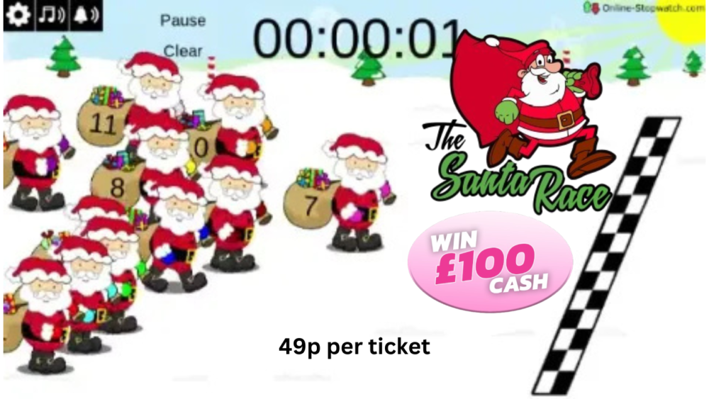 santa race £100 raffle for 49p a ticket